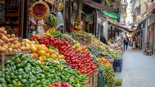 Vibrant Atmosphere at a Bustling Traditional Market in Istanbul