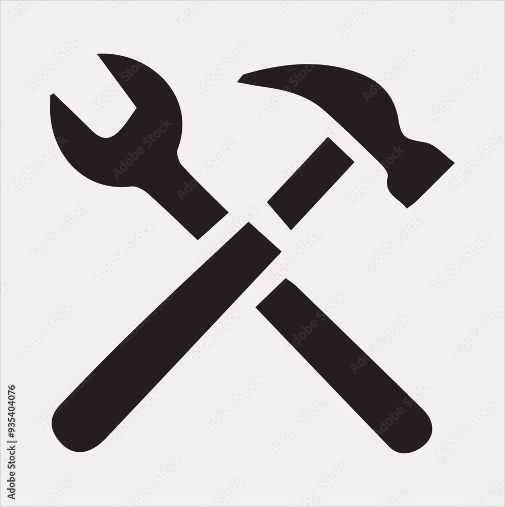 Hammer Icon Vector silhouette illustration icon on a white background Hammer Icon Vector silhouette illustration icon on a white background