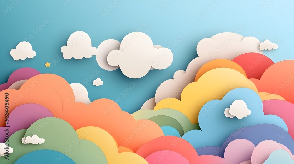 Vibrant Rainbow Abstract Clouds with Soft Gradient in Flat Design Vibrant Rainbow Abstract Clouds with Soft Gradient in Flat Design
