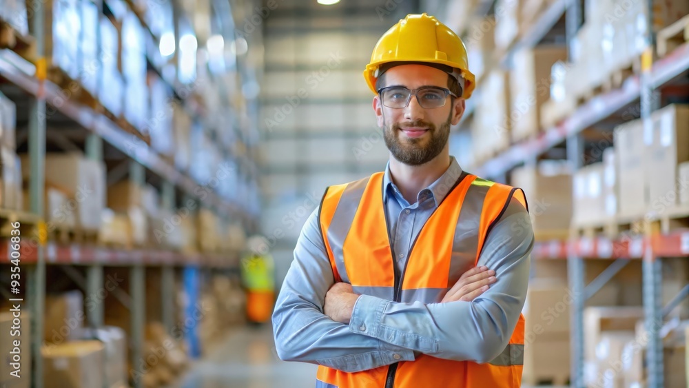A warehouse worker in uniform and safety gear, surrounded by shelves of products awaiting transportation.
A warehouse worker in uniform and safety gear, surrounded by shelves of products awaiting transportation.