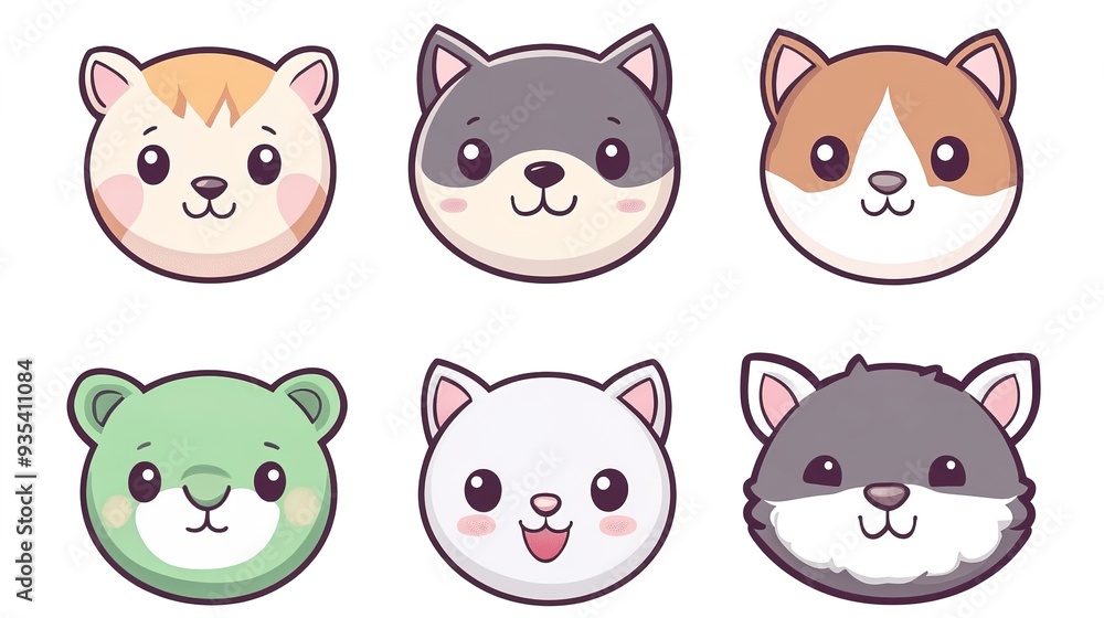 Six Cute Kawaii Animal Avatars on a White Background: Charming and Playful Vector Illustrations of Adorable Animals in Kawaii Style. Perfect for Profile Pictures, Digital Icons, and Fun Graphics. Six Cute Kawaii Animal Avatars on a White Background: Charming and Playful Vector Illustrations of Adorable Animals in Kawaii Style. Perfect for Profile Pictures, Digital Icons, and Fun Graphics.