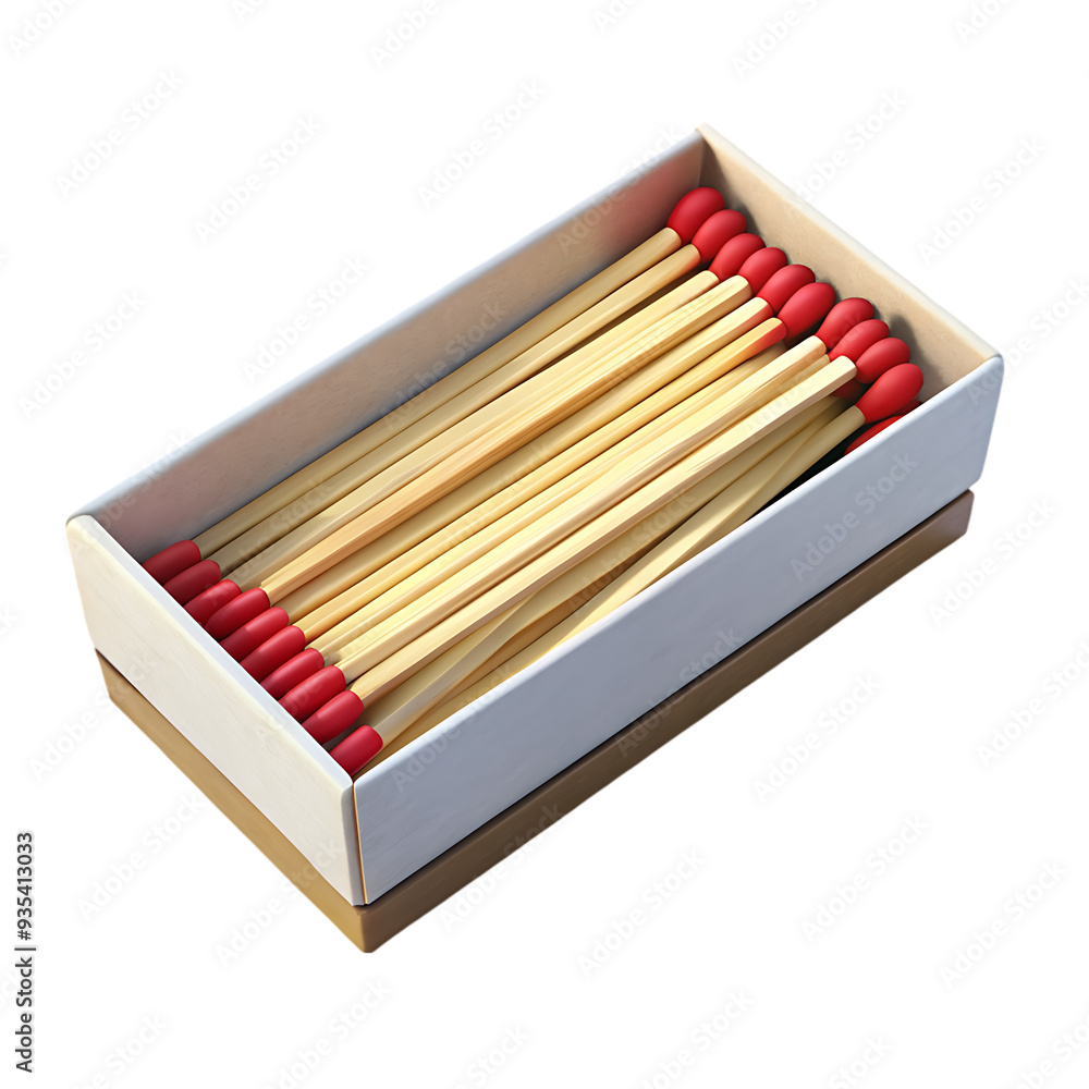 Box of Matches on a White Background 3D Render Ideal for Safety and Household Items Graphics Box of Matches on a White Background 3D Render Ideal for Safety and Household Items Graphics