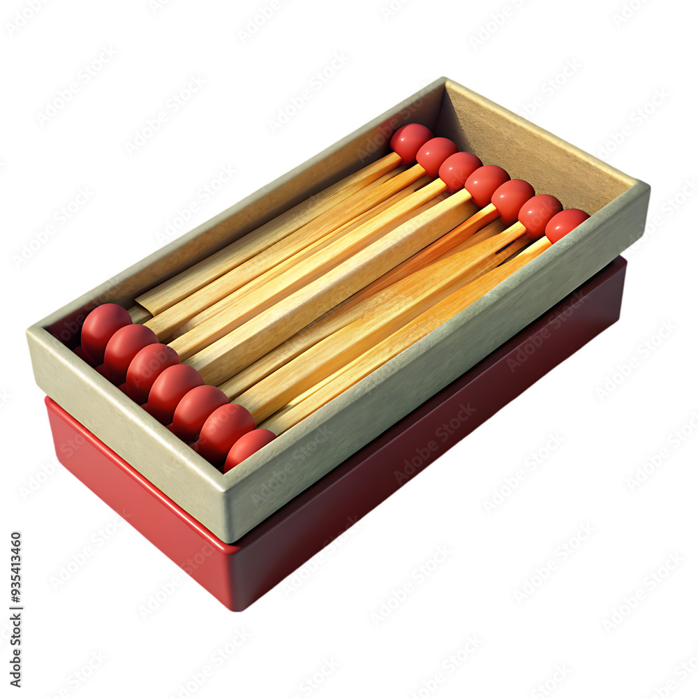 Box of Matches on a White Background 3D Render Ideal for Safety and Household Items Graphics Box of Matches on a White Background 3D Render Ideal for Safety and Household Items Graphics