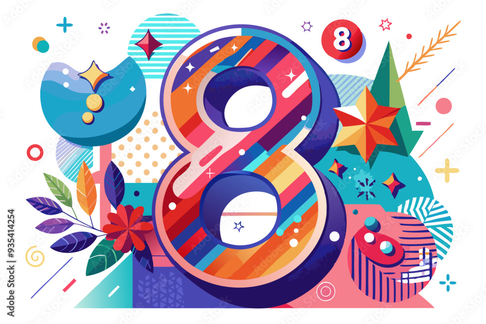 Obraz premium Colorful Abstract Design Featuring the Number Eight
