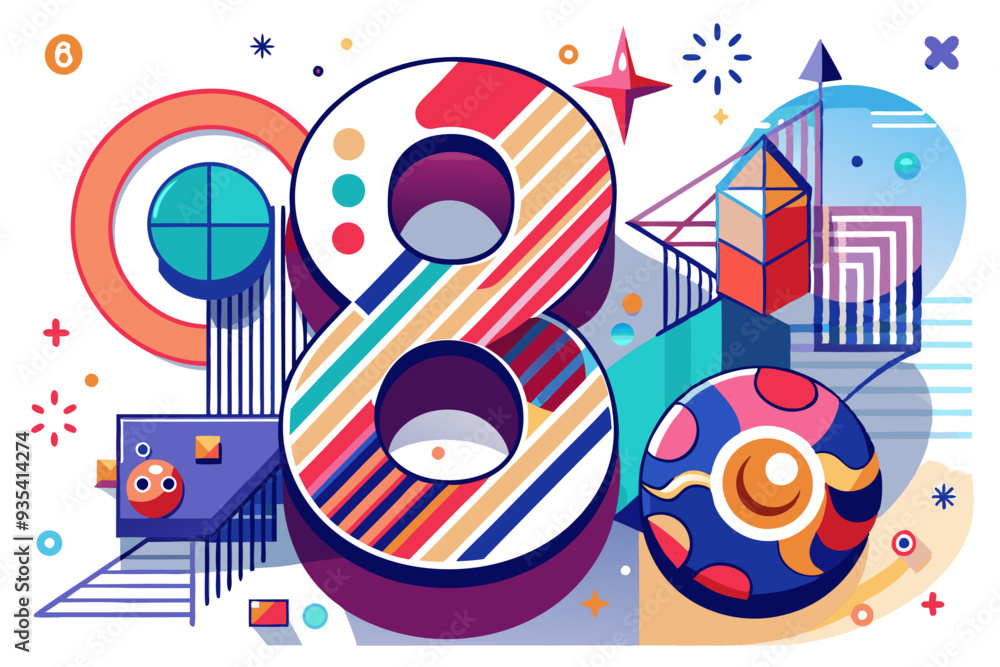 Fototapeta premium Abstract Geometric Illustration of the Number Eight