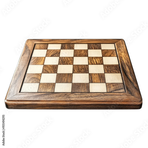 A wooden chess board with black and white squares