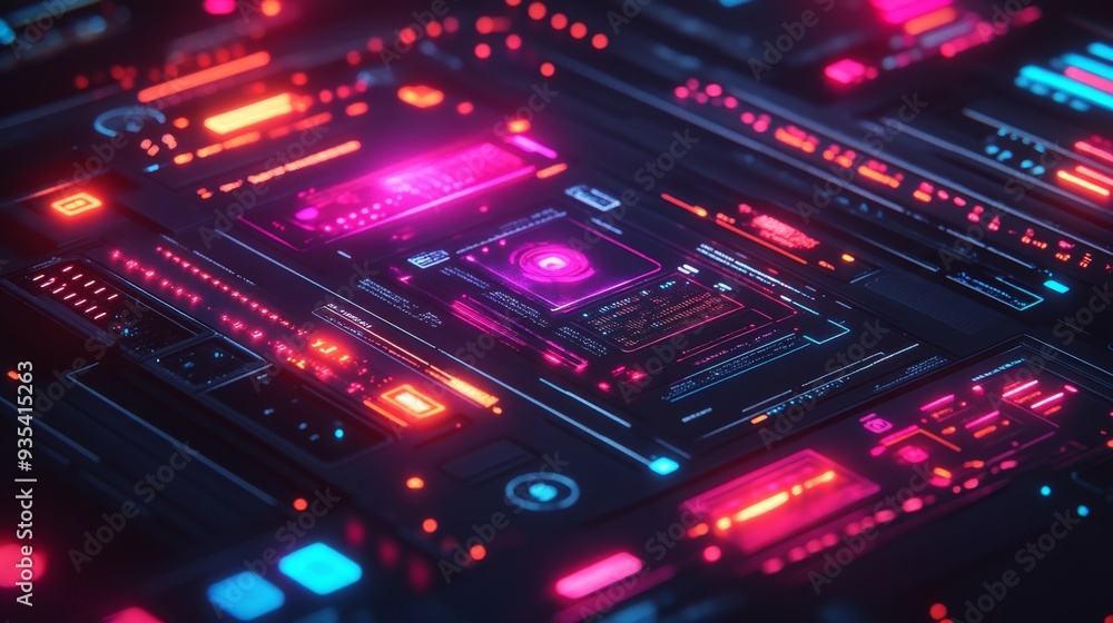 Neon Tech Interface. Neon Tech Interface.