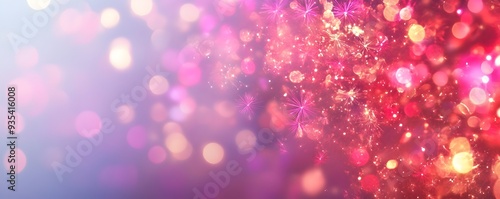 Dazzling Fireworks Display Banner Background on Plain Color with Free Space