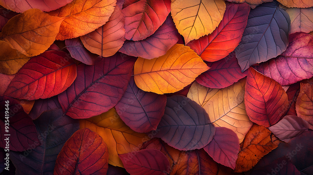Autumn Leaves. Richly colored autumn leaves in shades of red, orange, and gold, layered in a natural pattern. Autumn Leaves. Richly colored autumn leaves in shades of red, orange, and gold, layered in a natural pattern.