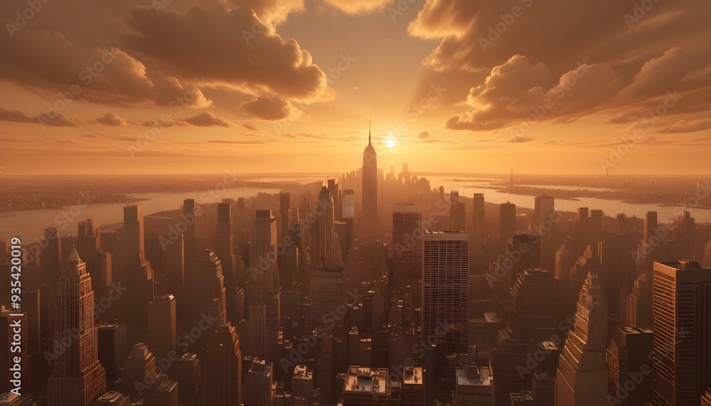 New York skycraper at sunset, USA. New York skycraper at sunset, USA.