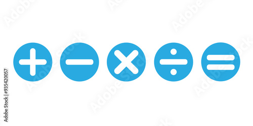 Math symbol icon in blue. vector Illustration sets