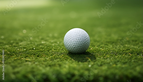 a golf ball sits on top of a golf course, generative ai