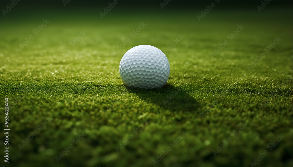 Obraz premium a golf ball sits on top of a golf course, generative ai
