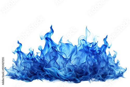 Real blue flames isolated on white background