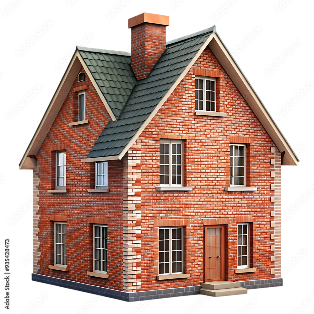 Brick House Isolated on White Background Ideal for Architectural and Real Estate Illustrations Brick House Isolated on White Background Ideal for Architectural and Real Estate Illustrations