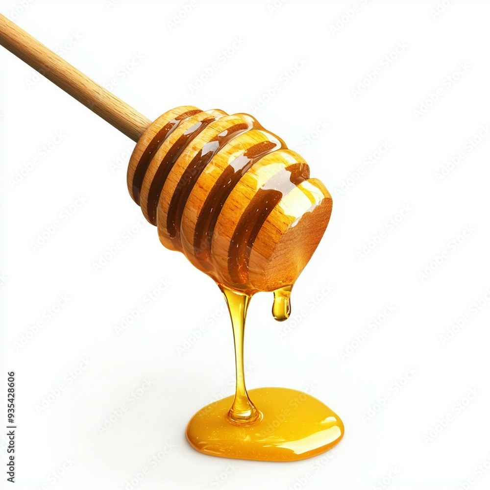 Pure Honey dripping from a wooden honey dipper Pure Honey dripping from a wooden honey dipper