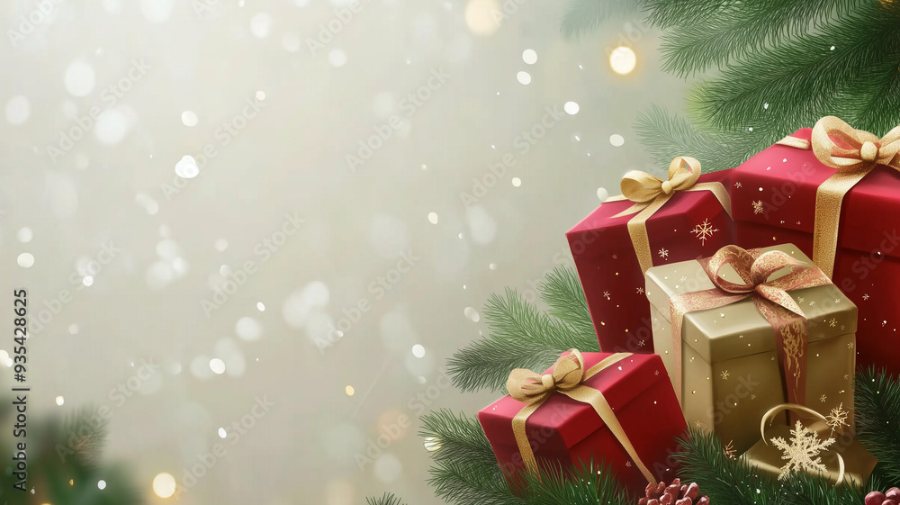 Christmas card with gift boxes with copy space for adding your own holiday message. Christmas or New Year card for greetings, invitations Christmas card with gift boxes with copy space for adding your own holiday message. Christmas or New Year card for greetings, invitations