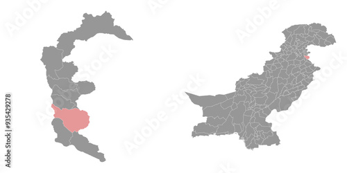 Kotli district map, administrative division of Pakistan. Vector illustration.