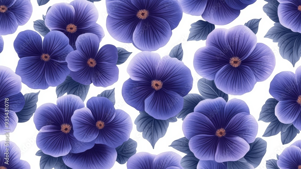 Purple Pansy Flower Seamless Pattern Background Purple Pansy Flower Seamless Pattern Background
