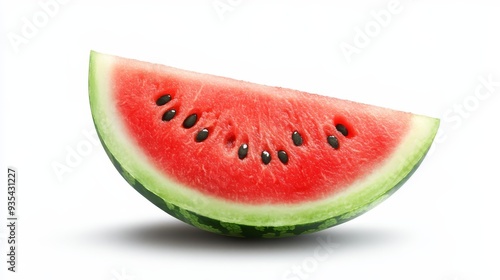 Fresh Watermelon Slice Isolated on White Background