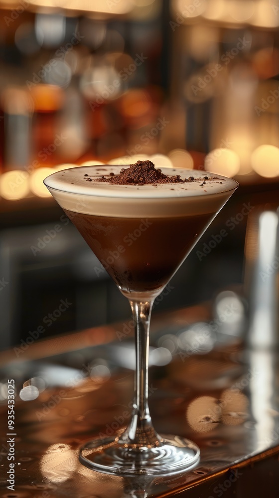 a Martini Espresso in a sophisticated bar environment. Generative AI. a Martini Espresso in a sophisticated bar environment. Generative AI.