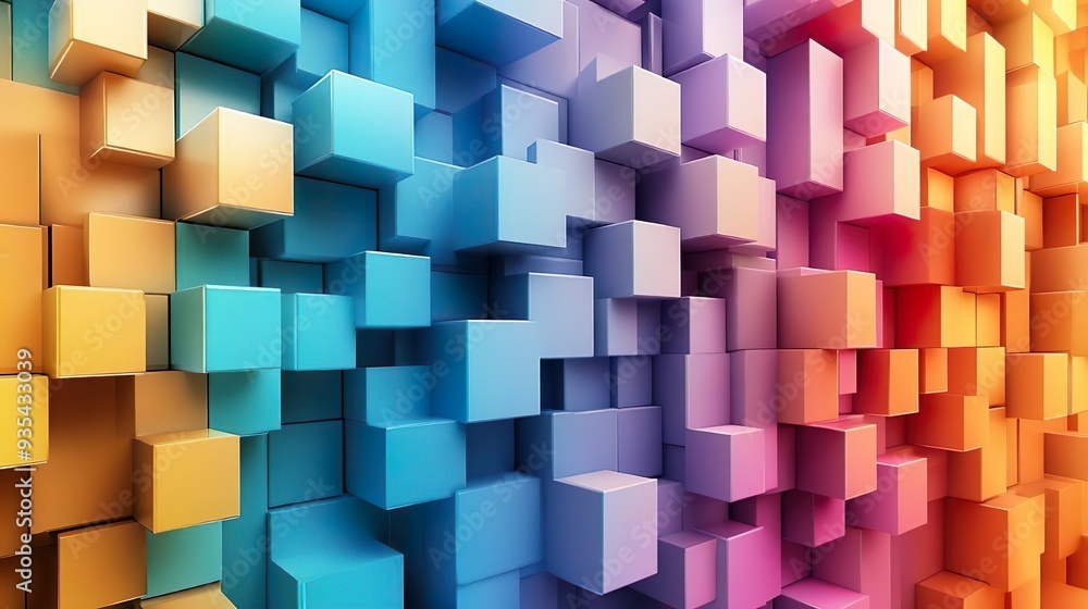Colorful 3D geometric shapes in abstract composition crafting a vibrant and modern digital wallpaper design. Colorful 3D geometric shapes in abstract composition crafting a vibrant and modern digital wallpaper design.