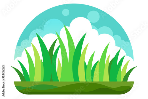 Simple Illustration of Green Grass and Blue Sky