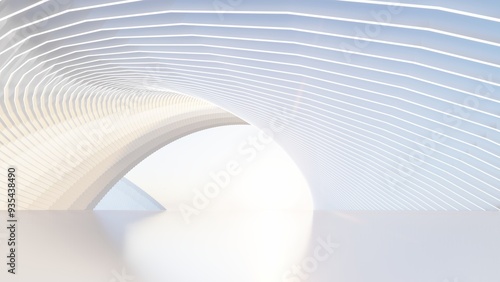 Fototapeta Naklejka Na Ścianę i Meble -  Abstract architecture background interior with curved design 3d render