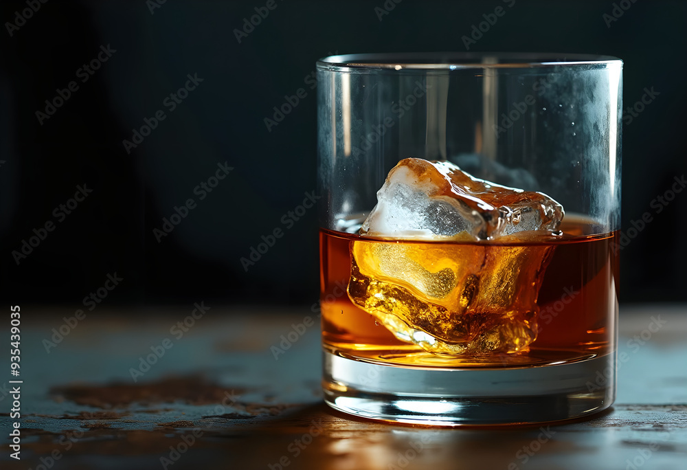 Golden Whiskey on the Rocks, A Sophisticated Sip of Elegance in Crystal Clear Glassware Golden Whiskey on the Rocks, A Sophisticated Sip of Elegance in Crystal Clear Glassware
