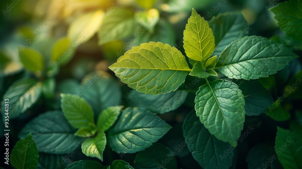 Close-up of vibrant green leaves in a summer garden setting Close-up of vibrant green leaves in a summer garden setting