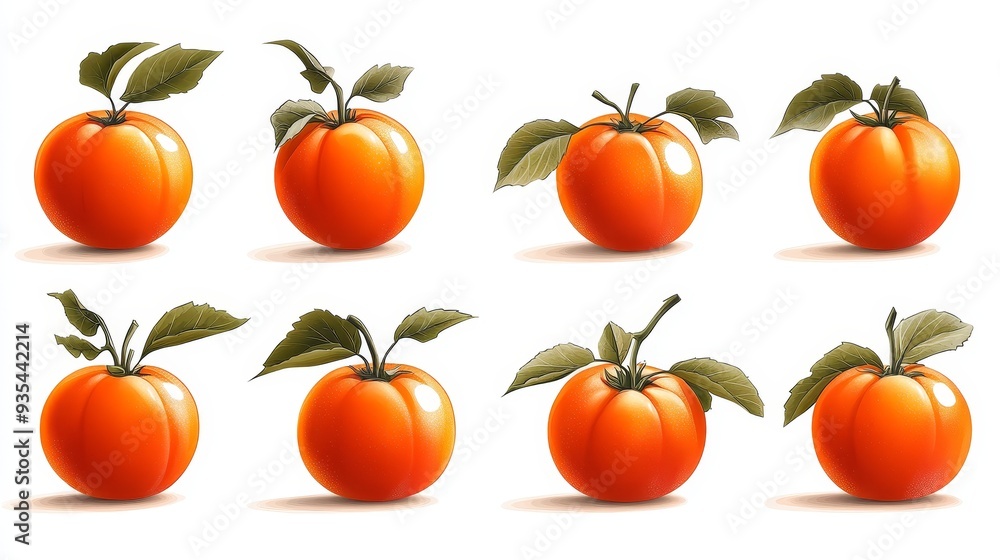 Eight Fresh Red Tomatoes with Green Leaves Eight Fresh Red Tomatoes with Green Leaves
