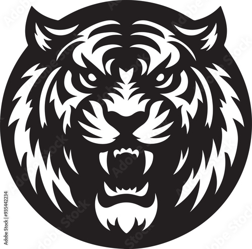 A beautiful angry tiger face vector design.