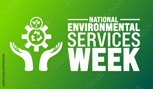 National Environmental Services Week is observed every year in September. Holiday concept. Template for background, banner, card, poster, placard, design template with unique shapes.