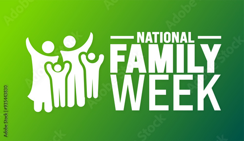 National Family Week is observed every year in September. Holiday concept. Template for background, banner, card, poster, placard, design template with unique shapes with standard color.