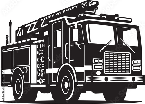 Fire Truck Silhouettes    -Fire Truck Silhouette Vector Images - black and white Fire Truck Silhouette Vector Images 