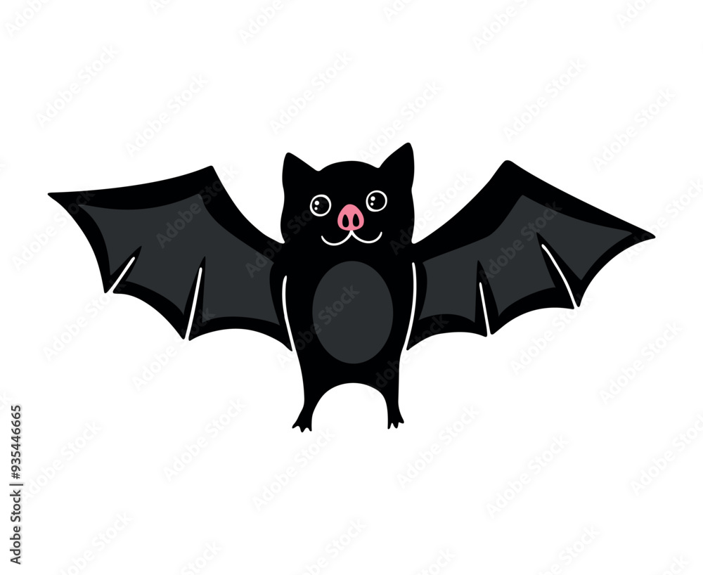 Cute hand drawn cartoon bat isolated on white background. Vector illustration Cute hand drawn cartoon bat isolated on white background. Vector illustration