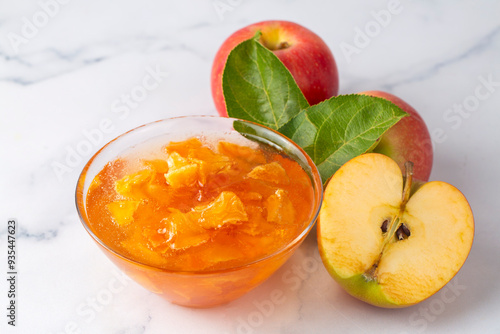 Glass jar of delicious appl...