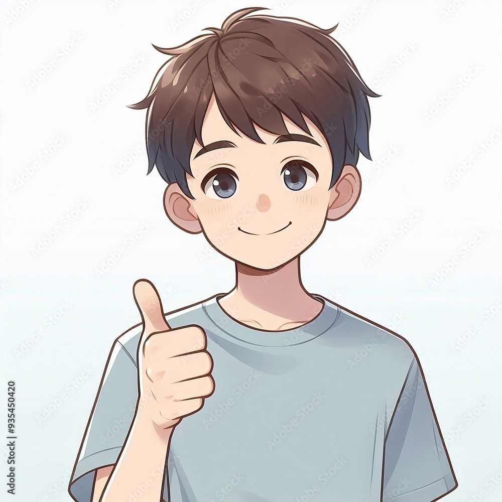 Illustration of a Smiling Young Boy Giving a Thumbs Up Gesture Illustration of a Smiling Young Boy Giving a Thumbs Up Gesture