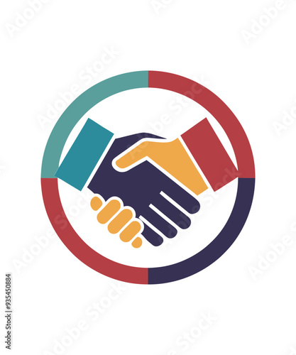 A minimalist handshake logo vector art illustration.
