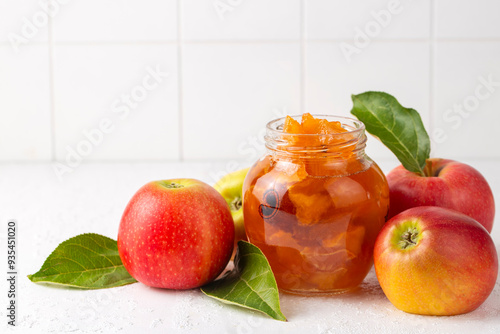 Apple jam with fresh apples
