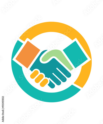 A minimalist handshake logo vector art illustration.