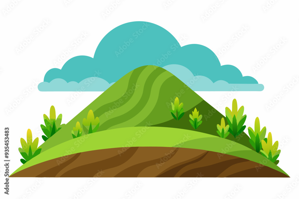 Obraz premium A Green Hill with a Single Cloud in the Sky