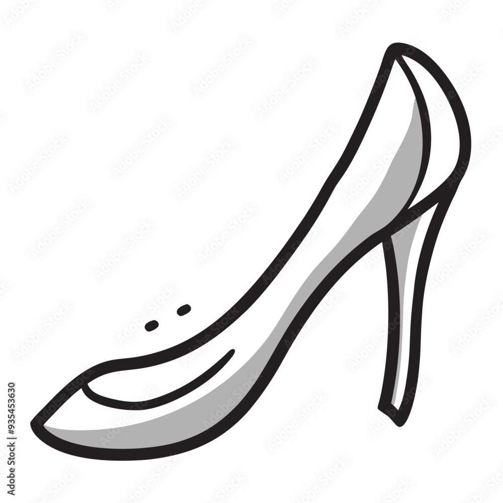 Fototapeta premium Women Shoe Hand Drawn Doodle Icon on a isolated white background (18)