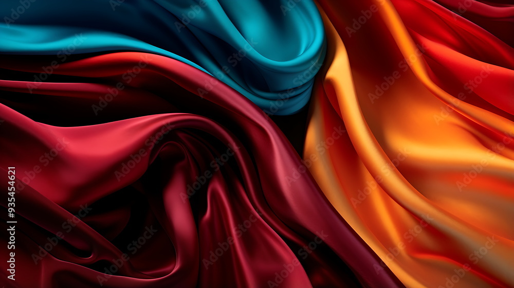 colorful Silk textile fabric, generative ai