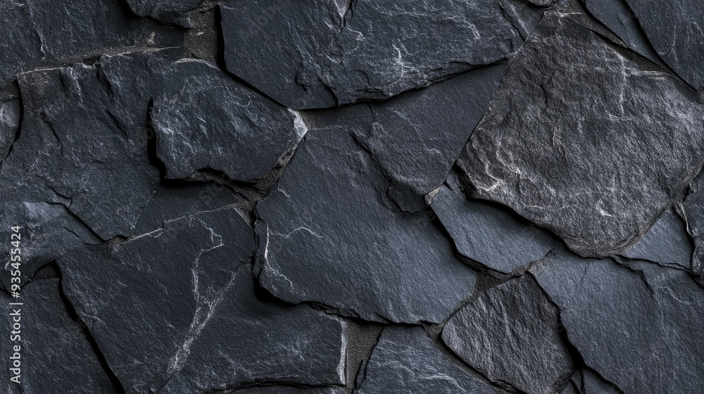 Seamless Black Slate Stone Texture Pattern for Creating Realistic Backgrounds in Architectural Renderings, Digital Art, and Creative Design Projects Requiring High-Resolution Detail.
