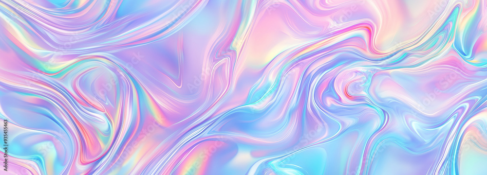 Obraz premium Holographic background seamless trendy iridescent rainbow foil texture. Soft holographic pastel unicorn marble background pattern