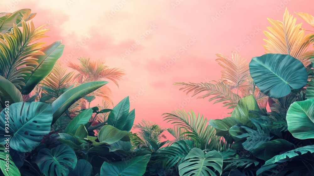 a colorful image of a lush, vibrant jungle scene with flourishing plants and exotic foliage, a colorful image of a lush, vibrant jungle scene with flourishing plants and exotic foliage,