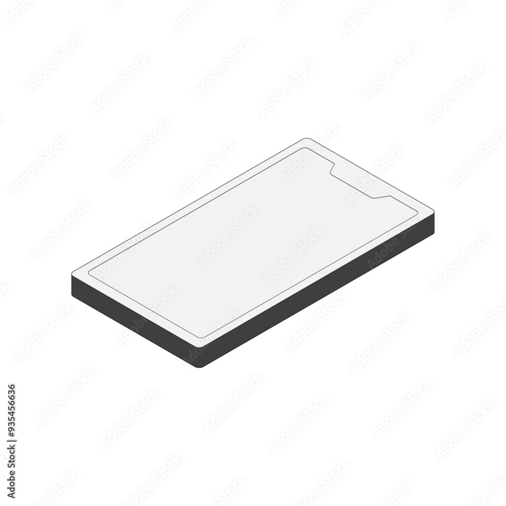 スマートフォンのイラスト。アイソメトリックなアイコン。主線あり。上面法1。 スマートフォンのイラスト。アイソメトリックなアイコン。主線あり。上面法1。