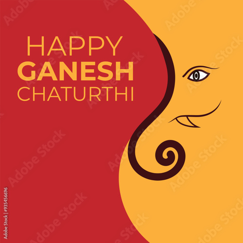 Happy Ganesh Chaturthi background for Indian festival of Ganpati, Hindu religious festival background with minimal Ganesh face 
