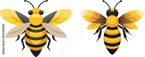 Bee, side view with white background 